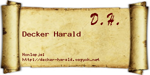 Decker Harald névjegykártya